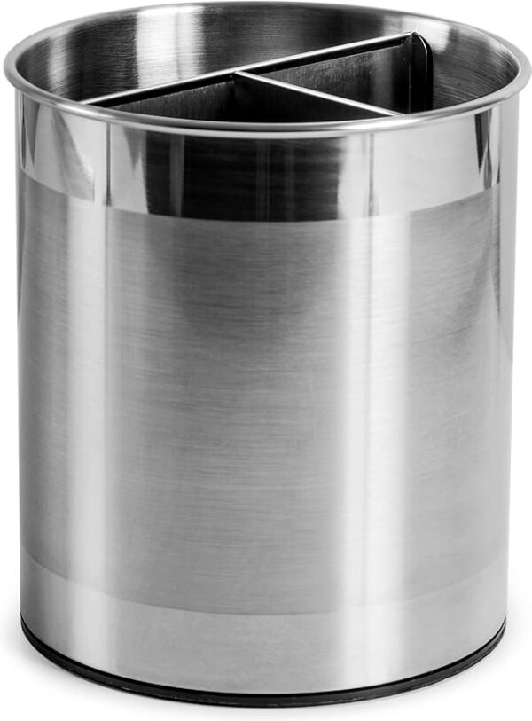 Cooler Kitchen Rotating Extra Large Stainless Steel Utensil Holder Caddy with Sturdy No-Tip Weighted Base