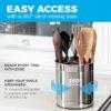 Cooler Kitchen Rotating Extra Large Stainless Steel Utensil Holder Caddy with Sturdy No-Tip Weighted Base - Image 2