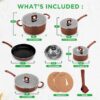 17pcs Brown Stackable Pots and Pans Set, Nonstick Induction Cookware, Space Saving Cookware, Easy Clean - Image 2