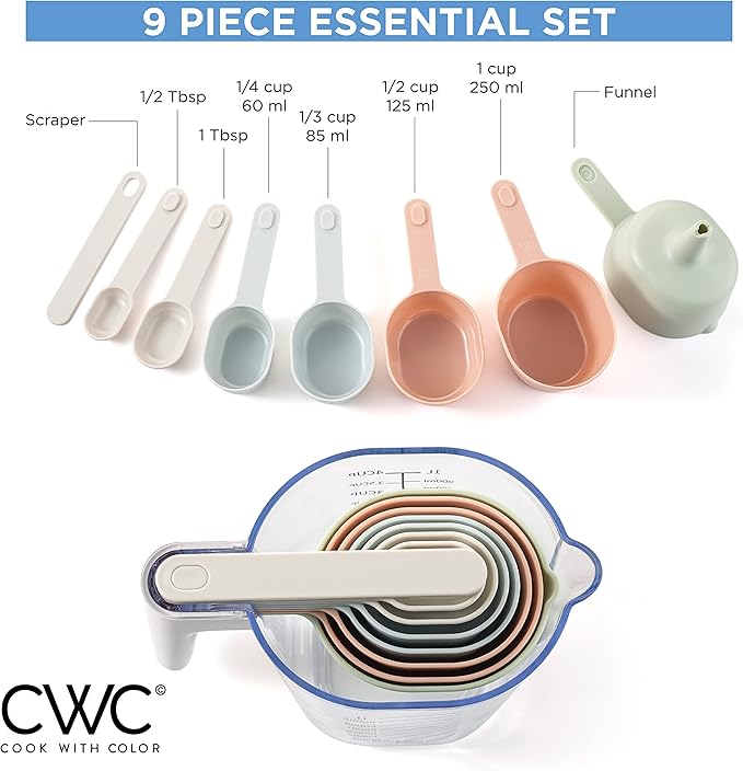 Measuring Cup Set - 9 PC. Nesting Stackable Liquid Measure Cup - Image 4