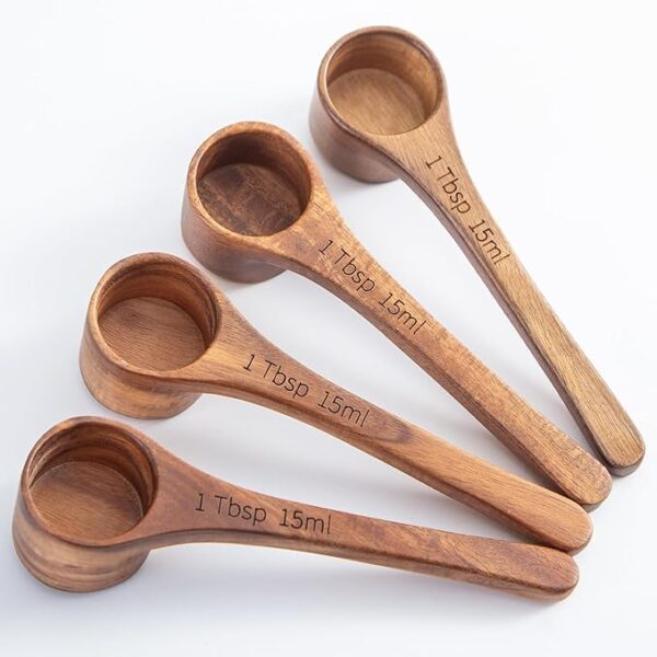 Wood Coffee Scoop 4PCS Wooden Measuring Scoops Wood Scoops for Jars Small Wood Spoon for Canisters Coffee Scoops