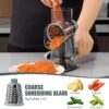 Rotary Cheese Grater with Handle Vegetable Cheese Shredder Slicer Grater for Kitchen 3 Changeable Blades for Cheese Potato Zucchini Nuts Chocolate - GreyBlue - Image 3