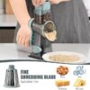 Rotary Cheese Grater with Handle Vegetable Cheese Shredder Slicer Grater for Kitchen 3 Changeable Blades for Cheese Potato Zucchini Nuts Chocolate - GreyBlue - Image 4