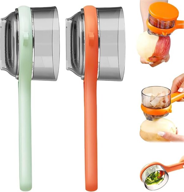 2PCS Peeling Knife with Container,Double-Sided Stainless Steel Multifunctional Kitchenware Set