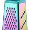 Professional Rainbow Color Box Grater,Stainless Steel Grater with 4 Sides,Slicer 5 Piece Set Turquoise - Image 2