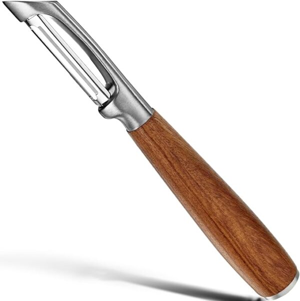 Stainless Steel Multifunctional Kitchen Fruit and Vegetable Peeler with Real Wood Handle，Ultra Sharp Strong Blade