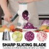 Cheese Grater Cheese Shredder with 3 Interchangeable Blades, Rotary Cheese Grater Manual Vegetable Slicer with Non-slip Suction Base Peanut Nuts Grinder Vegetable Shredder White - Image 3