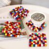 6 Pack Felt Ball Coasters, 4" Square Colorful Coasters for Drinks, Funny Dot Handmade Wool Felt Mat Pads for Cups, Mugs, Coffee Table, Home, Office, Chrismas - Image 4