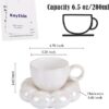 Ceramic Coffee Mug with Saucer Set, Creative Cute Cup with Sunflower Coaster for Office and Home, 6.5 oz/200 ml for Tea Latte Milk (Pearl White) - Image 2