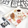 Decorative Serving Tray with Handles, White Lacquered Coffee Table Tray for Ottoman, Rectangle Waterproof Platters for Centerpieces - Image 2