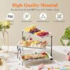3 Tiered Tray Stand for Party Entertaining, 12"×6.5" Serving Platters and Trays, Reusable Plastic Trays with Stable Black Mental Stand for Veggie, Fruit, Cookies, Dessert - Image 4