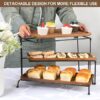 Acacia Wooden 3 Tier Serving Tray, 15" x 6.1" Large Cupcake Stand, Rotatable Serving Platters and Trays - Image 2