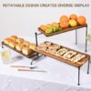 Acacia Wooden 3 Tier Serving Tray, 15" x 6.1" Large Cupcake Stand, Rotatable Serving Platters and Trays - Image 3