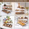 Acacia Wooden 3 Tier Serving Tray, 15" x 6.1" Large Cupcake Stand, Rotatable Serving Platters and Trays - Image 4