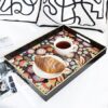 Decorative Serving Tray with Handles, Black Lacquered Coffee Table Tray for Ottoman, Rectangle Waterproof Platters for Centerpieces - Image 2