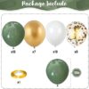 Sage Green and Gold Balloons, 12 Inch Olive Green White Metallic Gold Confetti Latex Balloons Set - Image 2