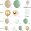 Sage Balloon Garland Arch Kit,134 pcs Sage Green Sand White Metallic Gold Matte White Confetti Latex Balloons - Image 2