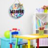 Colorful Disco Ball with Bow Wooden Hanging Sign (11.4x11.7inch), Disco Ball Welcome Door Hanger Sign, Shiny Welcome Sign for Dance Party Girl Bedroom Apartment Classroom Decor - Image 4