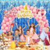 2 Pack Blue Tinsel Curtain Party Backdrop Decorations, Metallic Foil Fringe Backdrop Door for Halloween - Image 3