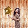 3.2 ft x 9.8 ft Metallic Tinsel Foil Fringe Curtains Party Photo Backdrop Party Streamer (Champagne Gold,1 Pack) - Image 3