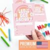15 Retro Groovy Birthday Invitations Girl - 70s Theme Birthday Party Invitations For Girls, Hippie Invitations For Birthday Party Invitation Girl, Invitation Cards, Kids Birthday Invitations Girl - Image 3