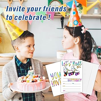 Roller Skate Birthday Invitations, Double-Sided Fill-In Invite Cards For Birthday Party,Boys, Girls, Kids, Teen, 20 Invitations With Envelopes, Decorations,Party Favor And Supply-B20 - Image 4