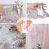 Party Decorations Iridescent Foil Fringe Backdrops - 2 Pack 3.2 x 6.5 ft Holographic Tinsel Photo Booth Pros Streamer Curtains for Girl Birthdays Engagement Christmas Parties - Clear - Image 3
