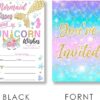 Unicorn Mermaid Birthday Party Invitations Supplies Fill-In Set of 20 with Envelopes Kisses and Unicorn Wishes Birthday Bash Invites Cards, Double Sided - Image 4