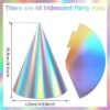 48 Pieces Iridescent Party Hats Rainbow Laser Themed Hats Birthday Party Cone Hats with Elastic String for Birthday Parties and Friend gatherings - Image 2