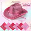 12 Pcs Adult Cowboy Hat for Women Men Western Glitter Cowgirl Hats with Adjustable Drawstring Cowboy Party Bandana - Image 3