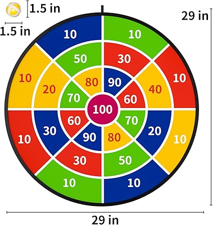 29" Large Dart Board for Kids, Boys Toys Dartboards with 20 Velcro Sticky Balls, Indoor & Outdoor Sport Fun Party Play Game Toys, Birthday Gifts for Boys Girls 3 4 5 6 7 8 9 10 11 12 Years Old - Image 2