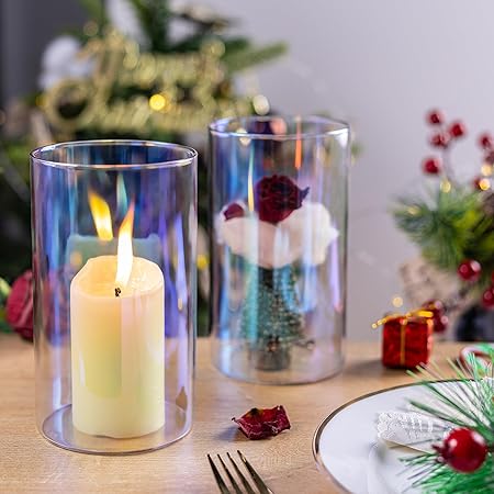 12pcs Glass Cylinder Vases for Centerpieces | 6 Inch Iridescent Flower Vase for Wedding Decorations, Clear Floating Candle Vases in Bulk, Hurricane Candle Holders for Party Table Home Decor - Image 3