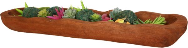 Wood Dough Bowl, Hand Carved Rustic Large Wooden Dough Bowls for Decor Farmhouse Long Decorative Wooden Bowls for Table Centerpiece Coffee Table Home Kitchen Decor(Brown-33.25"- Length)