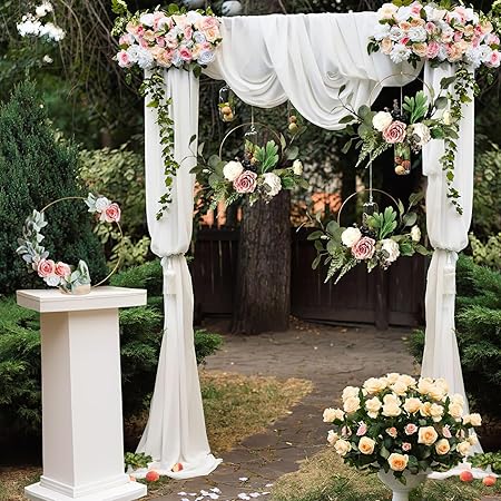 12Pcs 12 Inch Metal Floral Hoop Centerpiece with Stand for Table, Metal Macrame Gold Wreath Ring with 12Pcs Holders Stands, Table Centerpieces for DIY Wedding Decor Wall Hanging Crafts - Image 2