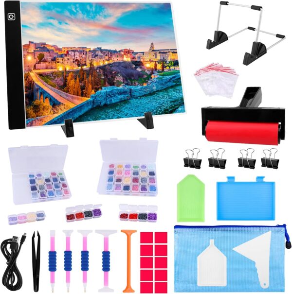 183PCS A4 Diamond Painting Light Pad Kit, Light Board for Diamond Painting Accessories