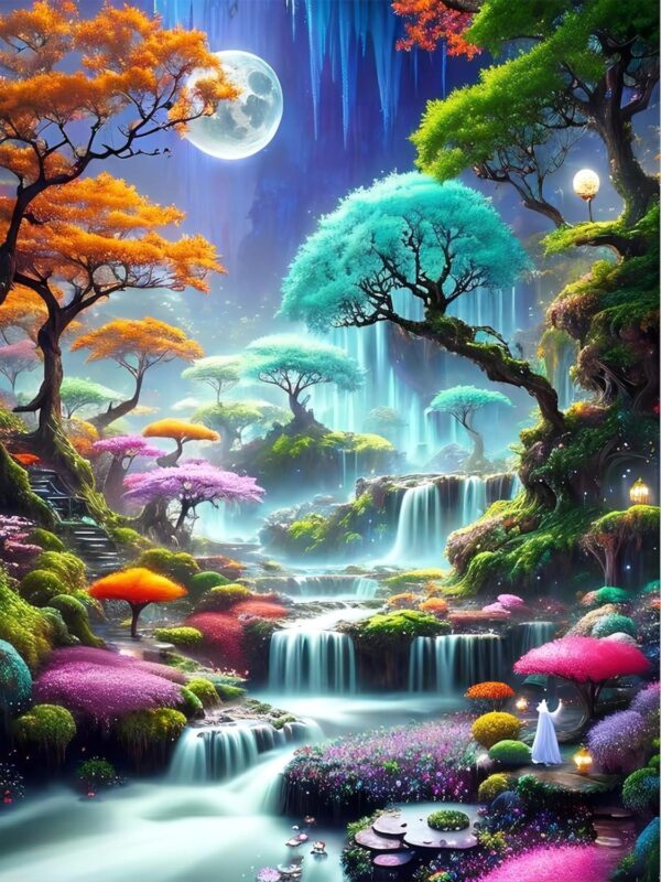 Magical Moon Forest Diamond Art Kits for Adults,Moon Landscape Diamond Art Kits Wall Decor Inch12X16