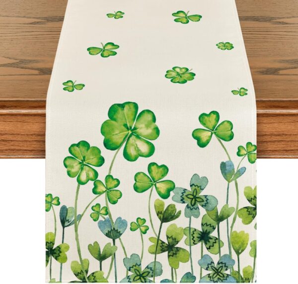 Shamrock St. Patrick's Day Table Runner, Seasonal Spring Holiday