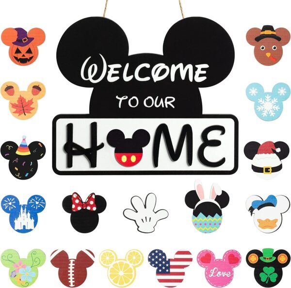 19Pcs Cute Mouse Interchangeable Seasonal Welcome Door
