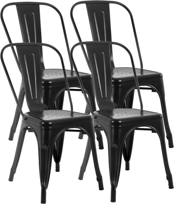 Metal Dining Chairs Set Of 4 Indoor Outdoor Chairs Patio Chairs Kitchen Metal Chairs 18 Inch Seat Height Restaurant Chair Metal Stackable Chair Tolix Side Bar Chairs