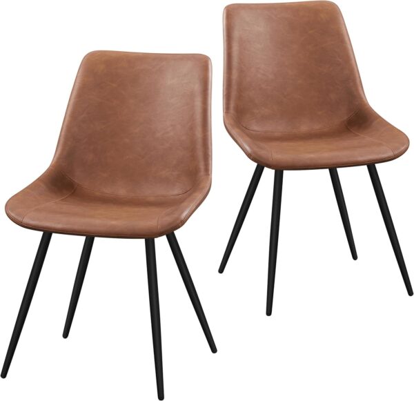 Dining Chairs Set of 2 Upholstered Modern Dining Room Chairs Mid Century Faux Leather Kitchen Chairs