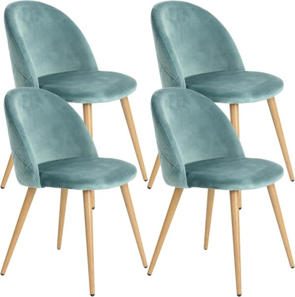Upholstered Velvet Dining Chair Mid Back Armless with Wood Legs for Home Kitchen Bedroom Living Room