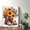 Boot Diamond Painting Kits for Adults,5D Butterfly Sunflower Flowers 12 x 16 Inch - Image 4