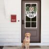 Welcome We Hope You Like Dogs Farmhouse Door Sign for Front Door Porch Decor Φ30cm Round Wooden with Eucalyptus Leaves Hanging - Image 4