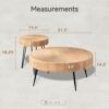 2-Piece Modern Farmhouse Living Room Coffee Table Set, Nesting Table Round - Image 4