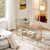 Gold Coffee Table, 42" Oval Glass Coffee Table for Living Room - Image 4