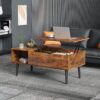 Coffee Table, Lift Top Coffee Tables for Living Room, Small Rising Wooden Dining Center Tables with Storage Shelf and Hidden Compartment - Image 4