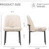 Modern Dining Chairs Set of 4, Fabric Upholstered Dining Room Chairs Dinner Chair Stylish Kitchen Chairs with Curved Back and Metal Legs - Image 4