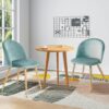 Upholstered Velvet Dining Chair Mid Back Armless with Wood Legs for Home Kitchen Bedroom Living Room - Image 4