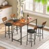 Bar Stools, Bar Stools Set of 2 with PU Upholstered, Bar Chairs with Footrest and Back, 26" Bar Stools for Kitchen Island, Dining Room - Image 4