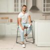 26 Inch Counter Height Bar Stools Set of 4, Modern Faux Leather High Barstools with Back and Metal Leg, Bar Chairs for Kitchen lsland - Image 4
